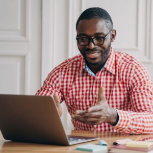 man talking during Online Therapy