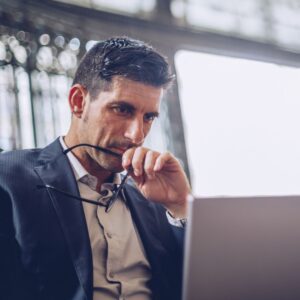 man using laptop